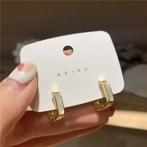 Korea New Design Fashion Jewelry Simple Square Acrylic Earrings Elegant Womens Daily Earrings