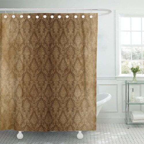Brown Wall Vintage Damask Gray Luxury Elegant Royal Pattern Shower Curtain Waterproof Polyester Fabric 72 x 72 Inches with Hooks