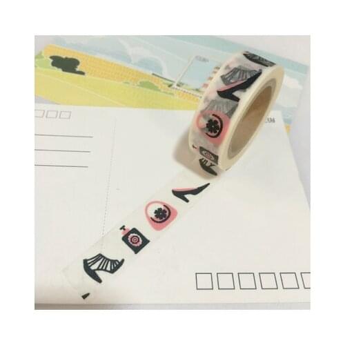 Beautirul high quality washi paper tape/15mm*10m Gentler lady high-heel shoes and bags masking japan washi tape