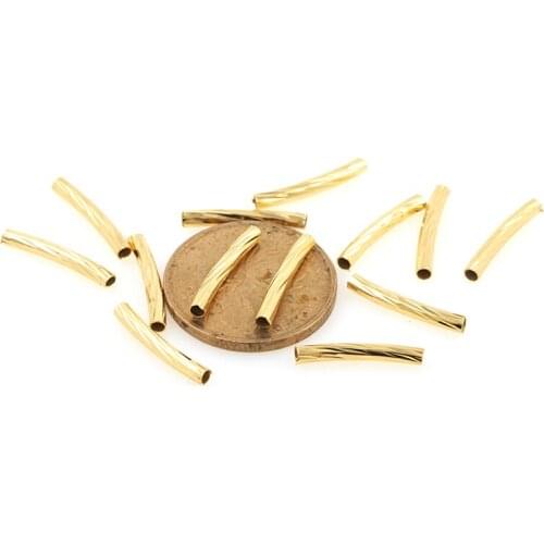 10PCS Brass Tube Spacer Beads Gold Tube Connectors for Necklace Bracelet Jewelry Making