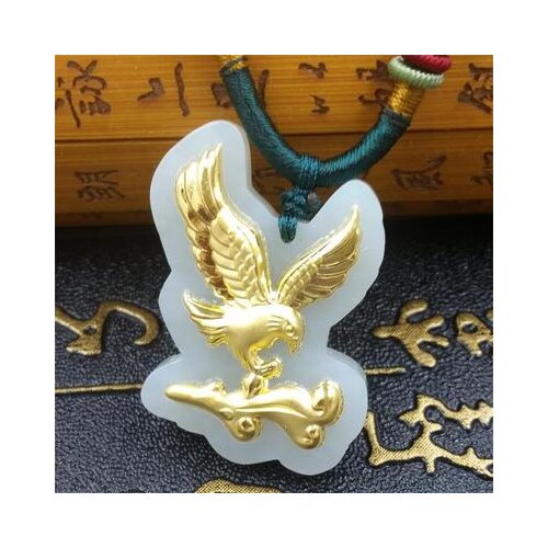 Hot sale gold inlaid jadees and Tian jades Eagle Pendant Fashion Eagle jades pendant mens gold necklace lucky Amulet