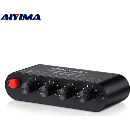 AIYIMA Mini Audio Mixer Condenser Microphone Mixer Four-in-one Microphone Amplifier For Computer Mobile Phone Live Sound Card