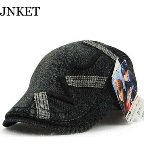 JNKET Fashion Couples Unisex Embroidery Denim Peaked Cap Leisure Berets Hat Outdoor Sunhat Duckbill Cap Gatsby Cap Golf Hat