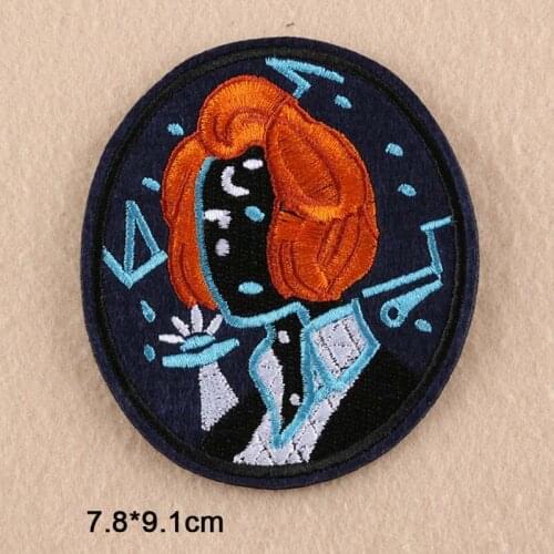 Sad Lady Punk Iron On Patch Clothes Patch For Clothing Boys Embroidered Patch Clothes Stickers Garment Apparel Accessor