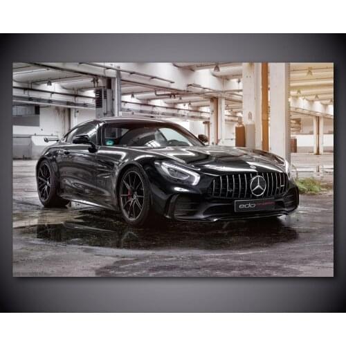 Wall Picture Black Car Mercedess AMG GT R Supercar Posters and Prints Silk Wall Art Canvas Painting Modern Home Room Decoration