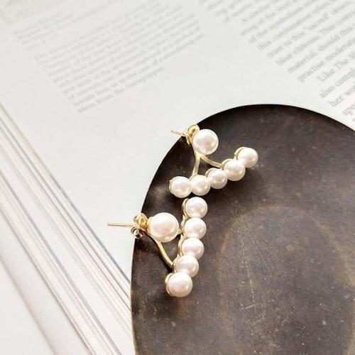 New Arrival Freshwater Pearl Double Side Stud Earrings For Women Real 925 Sterling Silver Fan Shaped Earring Party Gifts Jewelry