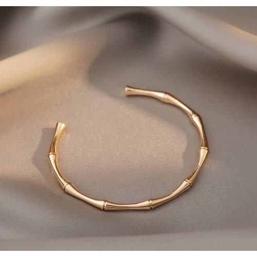 2021 New Design Bamboo Shape Adjustable Size Bracelet for Woman Fashion Luxury Korean Jewelry Retro Girls Unusual Bracelet Cuff