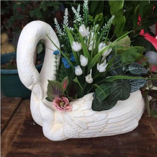 Pastoral Cement Swan Large Caliber Flower Pot Decoration Landscape Courtyard Figurines Ornaments Villa Balcony Furnishing Crafts