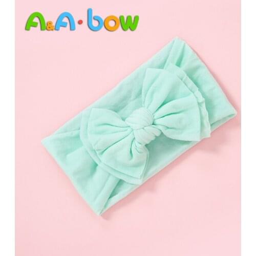 1pcs Solid Nylon Newborn Headband Baby Headband Bandeau Bebe FilleToddler Fabric Bow Knot Headwraps Turban Headwear Accessory