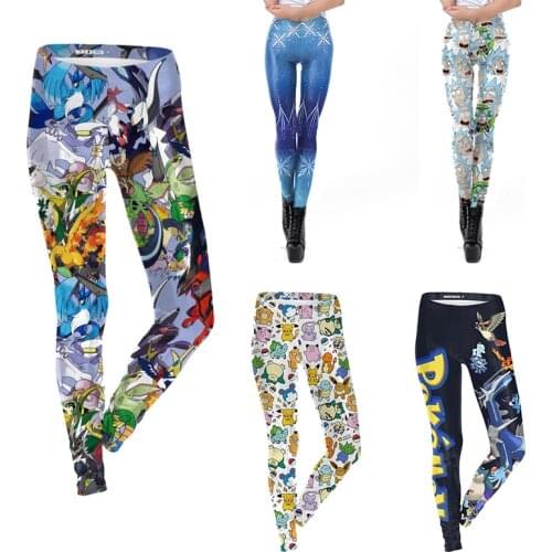 Sexy Women Legging Cartoon Pokemon Snow Totoro Printing Fitness leggins Fashion Slim High Waist Leggings Woman Pants S-XL