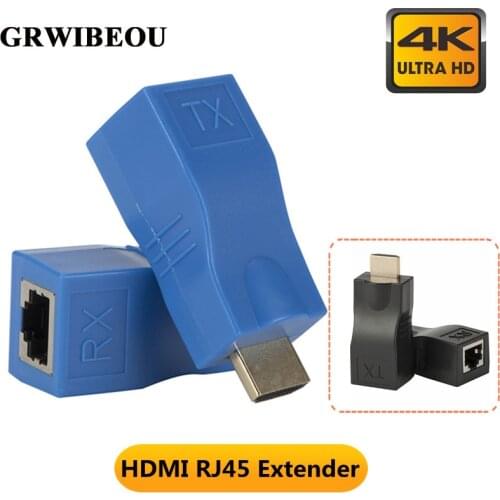 Grwibeou Newest HDMI Extender RJ45 Ports LAN Network HDMI Extension Up To 30m Over CAT5e / 6 UTP LAN Ethernet Cable For HDTV