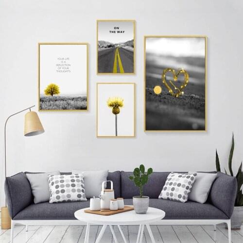 Modern Wall Art Home Decor Canvas Painting Yellow Zebra Crossing Balloon Car Picture for Living Room Bedroom Print Poster
