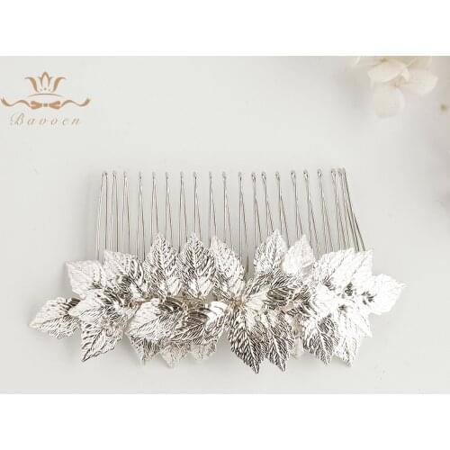 Bavoen Office Handmade Wedding Hair Combs Leaves Brides Hair Accessories Crystal Bridal Hairbands Evening Accessories