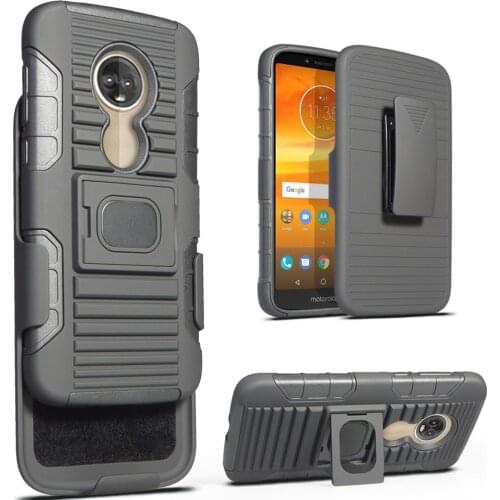Heavy Duty Hybrid Rugged Case Magnetic Ring Kickstand Belt Clip Swivel Holster Cover For Motorola Moto E5 Play / Moto E5 Cruise
