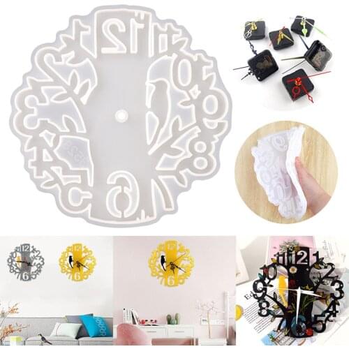 Woodpecker with Tree Wall Clock Resin Molds DIY Epoxy Resin Forest Style Bell Silicone Molds Home Wall Decoration