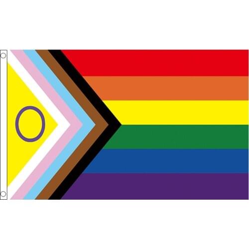 Xvggdg Bisexual LGBT 90*150cm Progress Pride Flag Redesign to Better Represent Intersex People LGBT Rainbow Flags