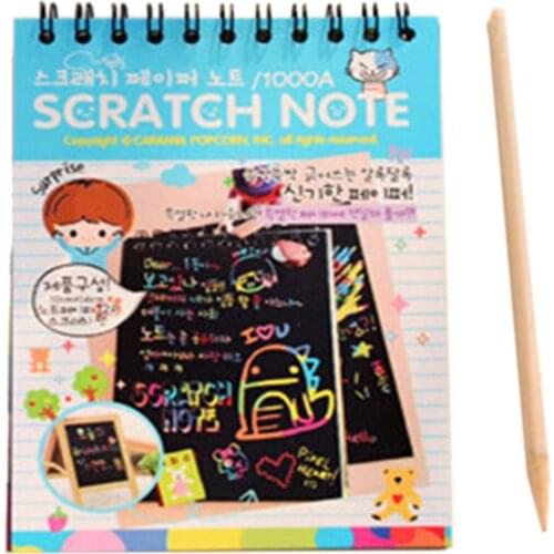 Y031 Creative Color Diy Coil Scratch Picture Childrens Graffiti Sketch Book Scratch Painting Blue