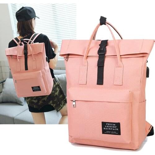 Women USB Charging Backpack For Teenage Girls Nylon Bagpack Men Rucksack Ladies Laptop Shoulder Sac School Bags Mochila Mujer