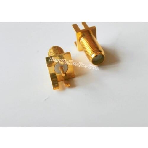 10Piece SMA Jack Female Pin Square Panel Socket PCB Edge Mount Solder RF New Long