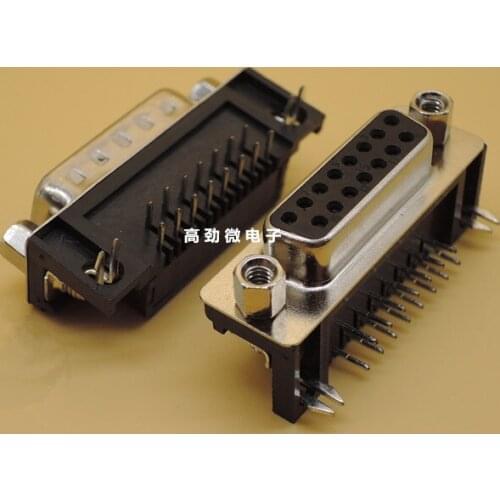 10pcs/Lot DB15/DR15 female DR-15P COM serial port a curved needle hook socket RS232