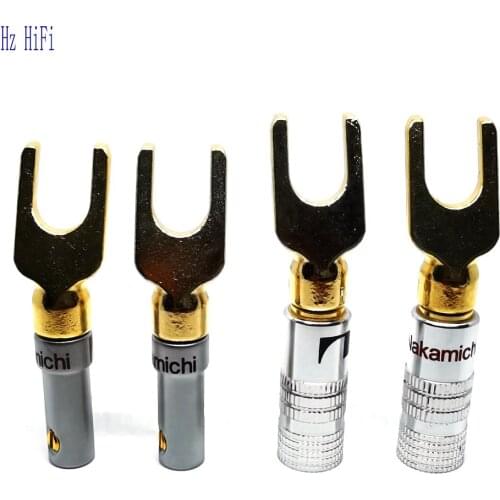 12PCS 24K Gold Plated Nakamichi DIY HIFI U Y Spade Speaker Plug Audio Screw Fork Connector for Binding Post Banana Jack Adapter