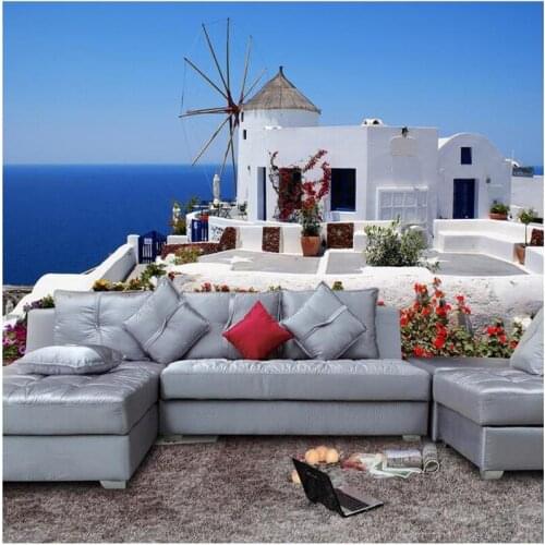 Beibehang 3d stereoscopic wallpaper HD romance towns backdrop murals TV backdrop wallpaper living room bedroom waterfall