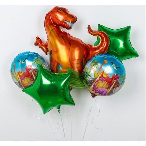 5pcs/lot Giant Dinosaur Foil Balloon Set Boys Animal Balloons Childrens Dinosaur Birthday Party Decorations Globos
