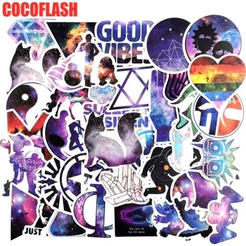 10/100Pcs/set Cartoon Galaxy Starry Sky PVC Waterproof Stickers For DIY Scrapbook Skateboard Snowboard Laptop Luggage Motorcycle