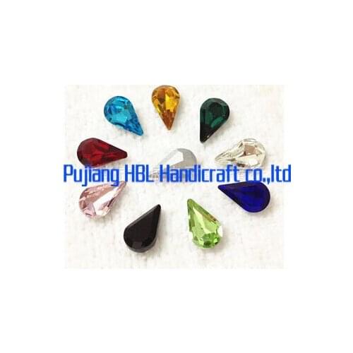 6x10mm 100pcs/pack Colourful Fancy Gems Crystal Glass Sew-on DIY Rhiestones Garment Accessary