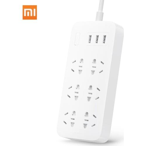 Xiaomi Mijia Power Strip Converter 6 Sockets Portable Plug Travel Home Adapter 3 USB Quick Charge Port Plug Outlet Switch 250V