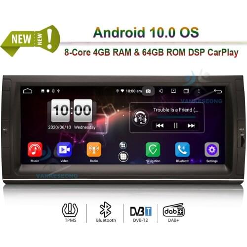 10.25" Android 10 Autoradio GPS Navigation DSP Auto CarPlay Bluetooth Head Unit for BMW 5er X5 E53 M5 E39 1996-2003