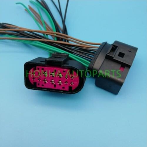 Free shipping 14pin 1.5mm 3.5mm xenon headlights plug waterproof lamp-socket connector With Wire Pigtail Adatper 1J0 973 737