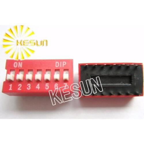 FREE SHIPPING 20PCSx China Quality DS-07 Red 7P DIP Switch 2.54mm 7 Position Encoder Switch Slide Switch