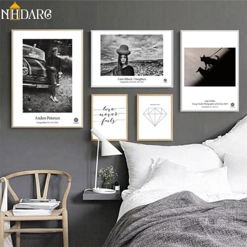 Black White Character Landscape Geometry Diamond Quote Canvas Print Painting Poster Wall Pictures for Living Room Home Decor