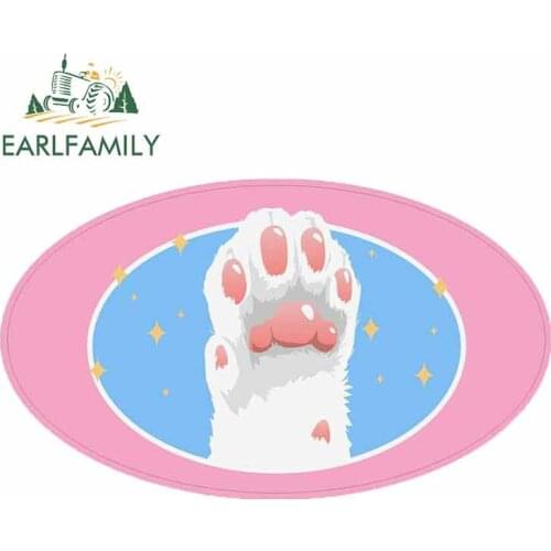 EARLFAMILY 13cm x 7.7cm Cartoon Cat Paw Car Stickers Windows Decal Car Accessories Waterproof Creative Occlusion Scratch