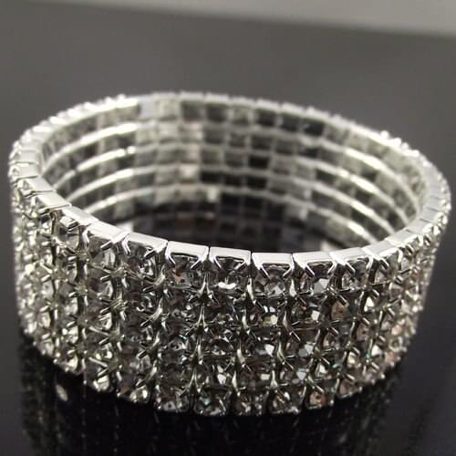 12pcs/lot Free shipping 5 layers five rows Shiny Crystal elastic Bracelet elasticity Bracelets