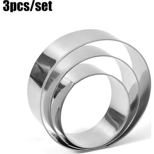 Molding Molds Mousse Rings Round Set Stainless Steel 3 Sizes 3pcs Cake
