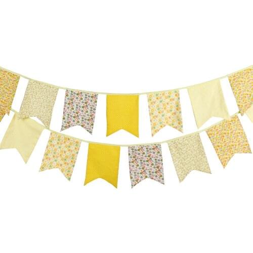 New 3.5M 12 flags Yellow Fabric Bunting Handmade Personality Wedding Birthday Party Decoration Baby Shower Customize Garland