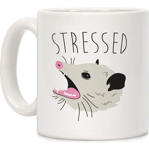 Stressed Opossum White 11 Ounce Ceramic Coffee Mug