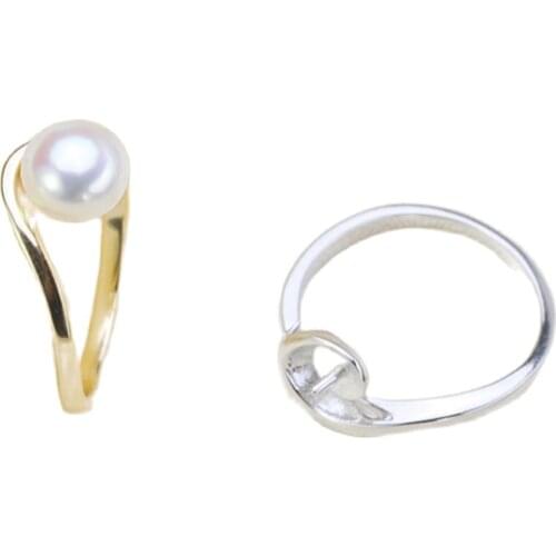 Classic Rings Resizable Design Rings Base 925 Silver Pearl Rings Settings Women DIY Pearl Rings Accessory No Pearl