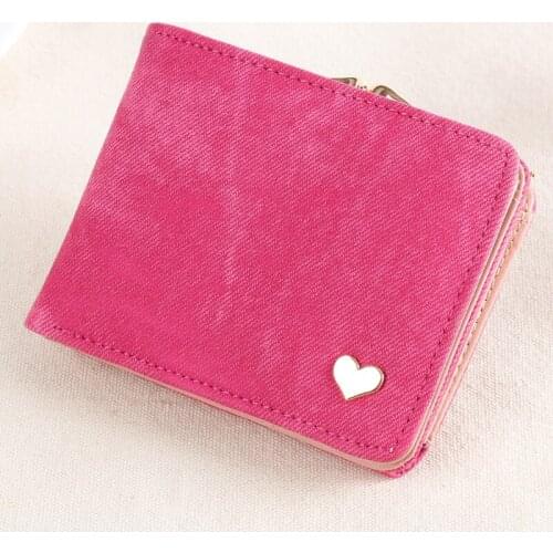Women Small Clutch Wallet MultiFunction Change Purses Heart Decoration Big Capacity Wallets Cute Card Holder Money Bag