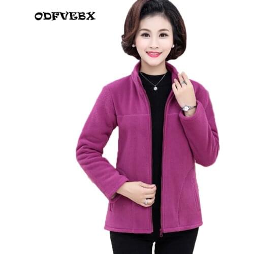 Autumn winter wear plus velvet thick Coat ladies wear sports outdoor plus size fleece jacket stand collar fleece sweater women