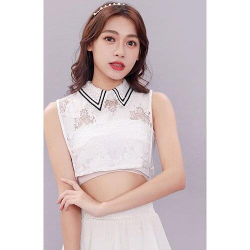 Linbaiway Women Shirt Fake Collar Lace Detachable Collar Half Shirt Lapel False Collar Decor Female Blouse Tops Accessories