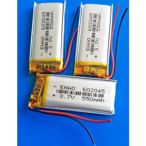 3 pcs 3.7V 550mAh lipo polymer lithium rechargeable battery for MP3 GPS DVD bluetooth recorder headset camera smart watch 602045