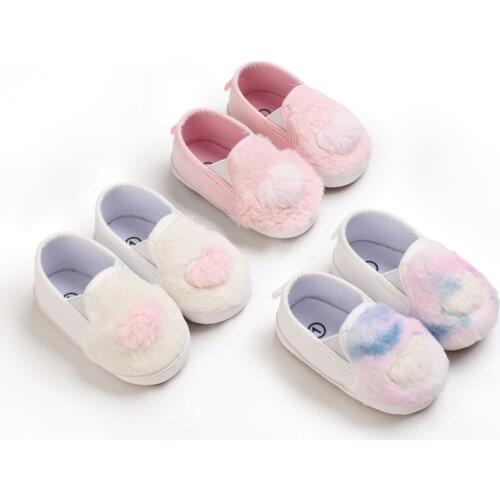 New Warm Baby Girls Shoes Fluff Infant Toddler Shoes Newborn Toddler Girl Anti-Slip Soft Bottom First Walkers Baby Crib Shoes