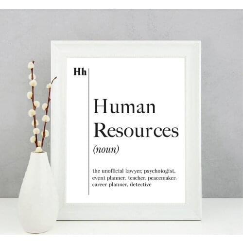 Human Resources Definition Print HR Office Decor Recruiter Coworker New Job Gift Professions Wall Art Canvas Painting Picture
