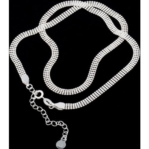 BOCAI New Sparkling glitter necklace woven round bead wide chain fashionable new Real 100% S925 silver woman necklace