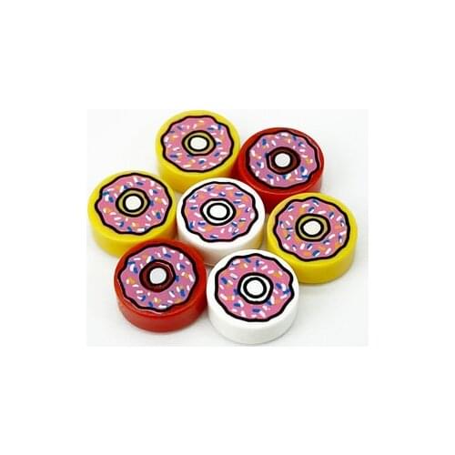 Fast Food Printed Tile Blocks Parts Pizza Biscuit Donuts Bottle Cap MOC Building Bricks Accessories DIY Toys Juguetes Bloques