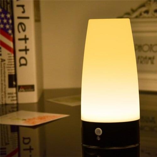 PIR Wireless led Motion Sensor Retro Bedroom Night Light Battery Powered LED Table Lamp Nightlight Support Dropshipping
