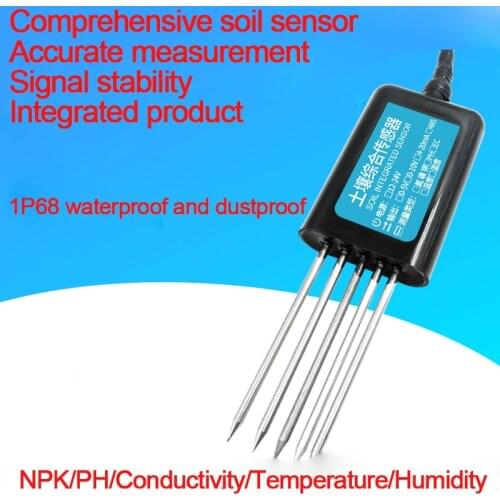 Soil All-in-One Sensor Nitrogen, Phosphorus, Potassium, PH, Water, Temperature, Conductivity, Salt, EC Soil Sensor